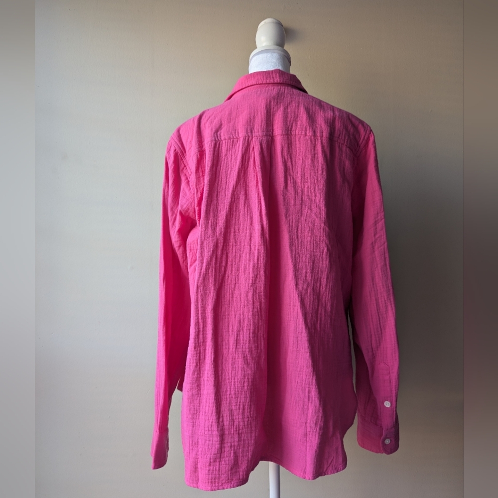 JCrew Factory Gauze Button-up Shirt Pink NWT L - Picture 3 of 4